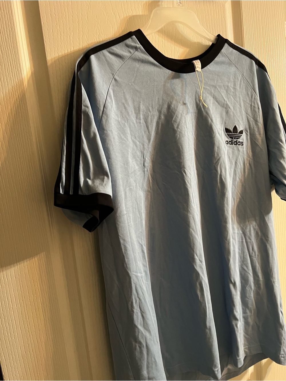 adidas Light Blue Tee with Black Trim and Trefoil Logo